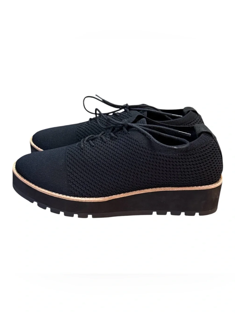 Eileen Fisher Eddy 2 Stretch Knit Comfort Platform Flats Women’s Size 10 Black